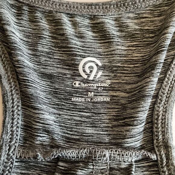 Champion Top Athletic Racerback Grey Black White Poly Spandex Blend Women Medium - Picture 3 of 9